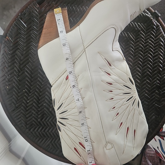 Dingo Vintage White Leather Western Cowboy Boots Laser Star Cutout Size 6.5 - Picture 12 of 15